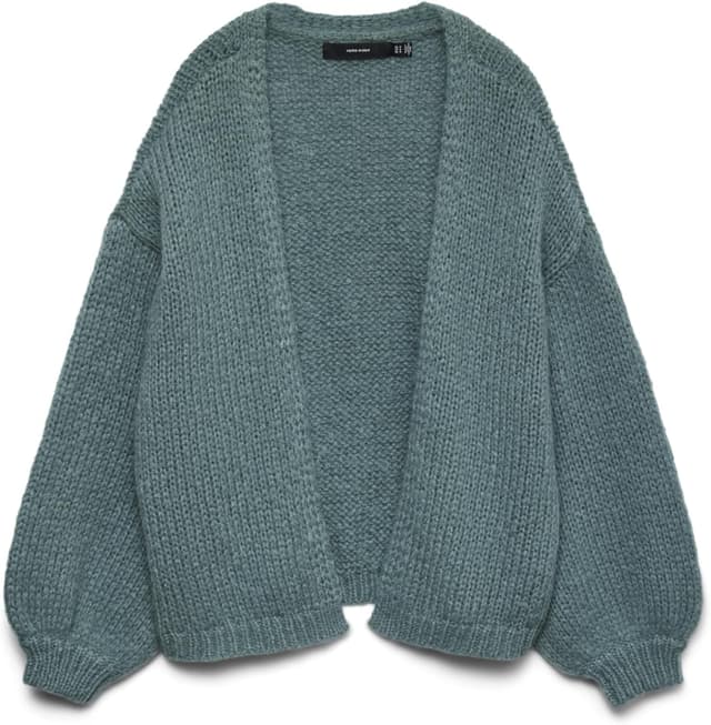 Detalle de VERO MODA VMMAYBE Strickjacke mit Gürtel – kurze Damen-Strickjacke mit Rundhalsausschnitt