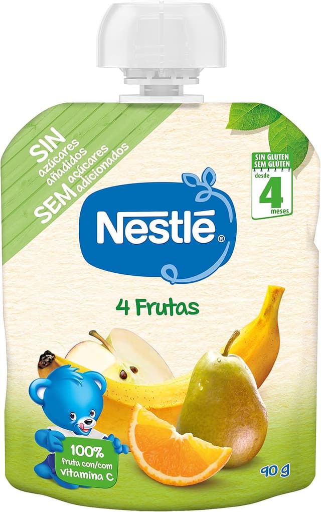 Detalle 2 de Nestlé Papillas Bolsita de Frutas - 16x90g 🍎🍌🍓🍍