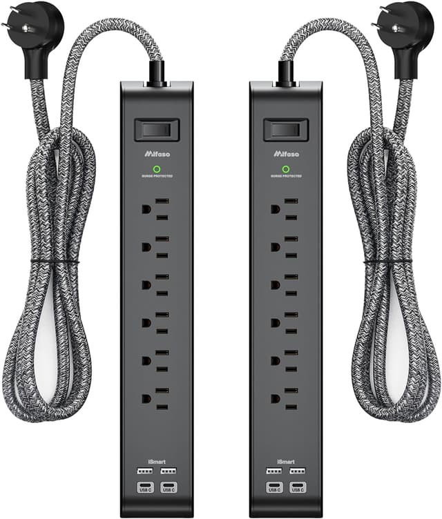 Detalle de 2 Pack Surge Protector Strip with 6 Outlets ⚡