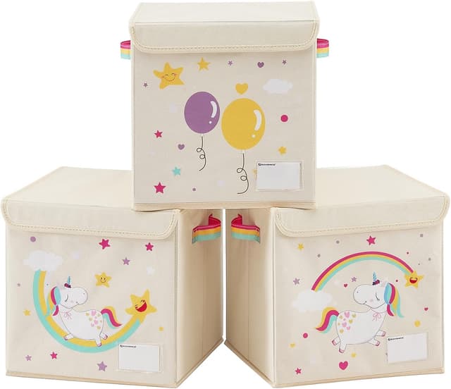 Detalle de SONGMICS 3 Cajas Unicornio Beige RFB710W03