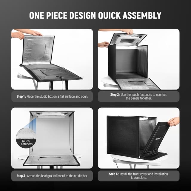 Thumbnail 6 de NEEWER 40W Upgraded Photo Studio Light Box (16x16 in) with 4 Backdrops, 5600K 144 LEDs, LP40