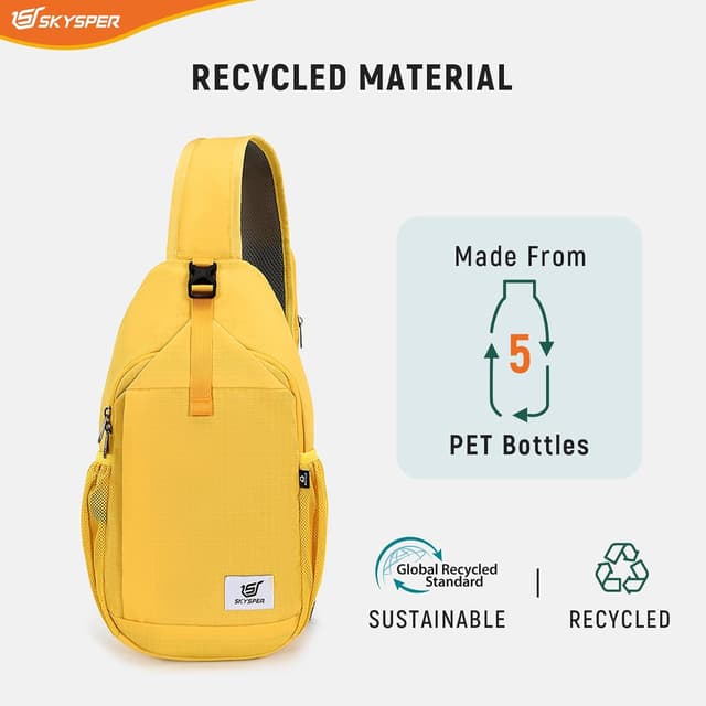 Detalle 2 de SKYSPER Sling Bag RFID Cross Body Bag (Recycled) – Travel Daypack for Tablet, Phone & Essentials