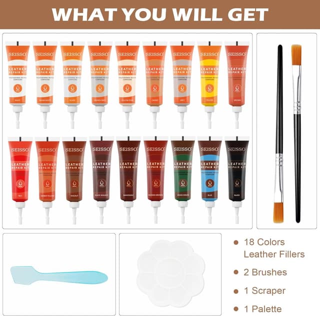 Detalle de Kit réparation cuir SEISSO 18 pièces