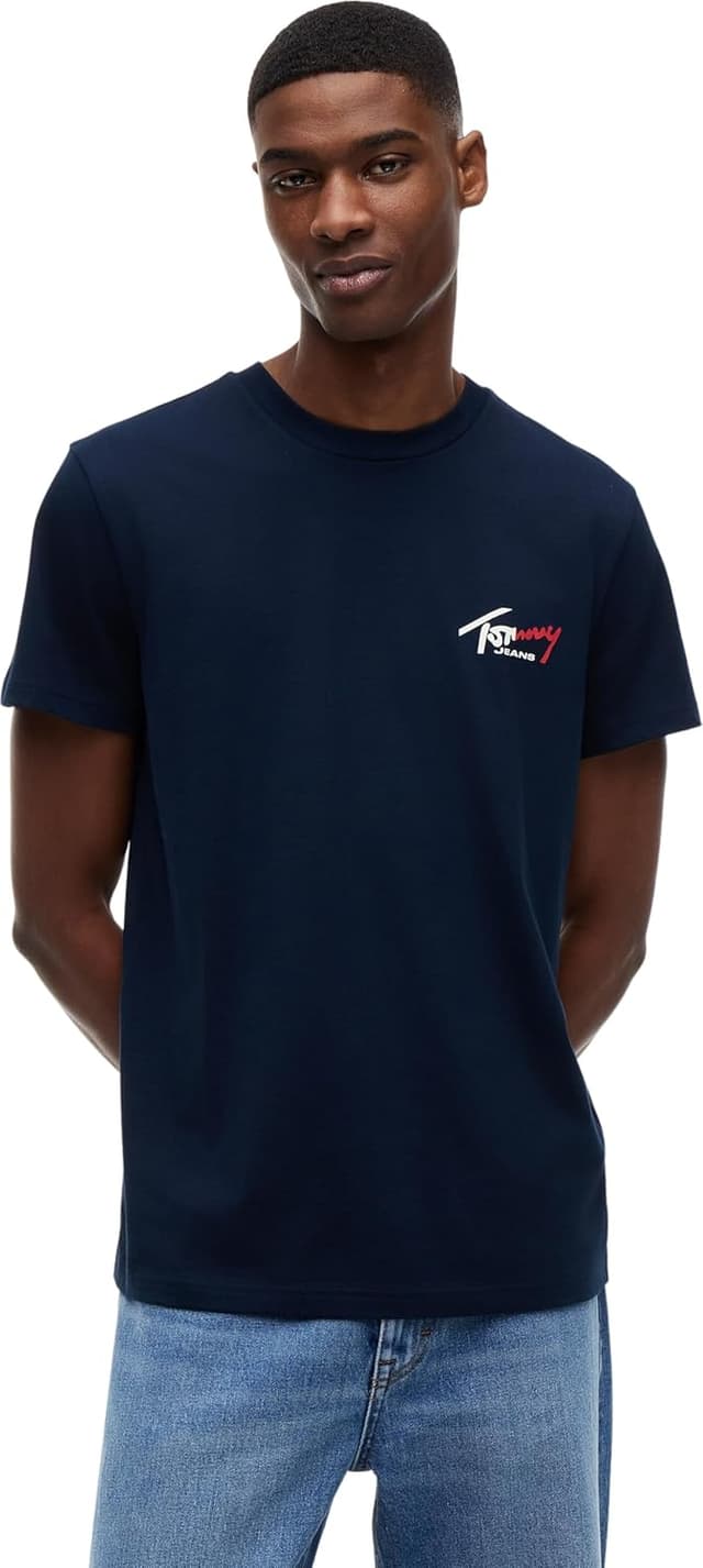 Detalle de Tommy Jeans Tjm Slim Sign Chest T-SHIRT uomo a maniche corte