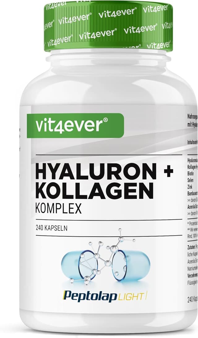 Detalle de vit4ever Hyaluronsäure Kollagen Komplex 240 Kapseln 💊
