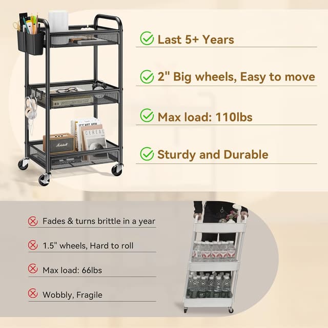 Thumbnail 2 de YASONIC 3 Tier Rolling Cart