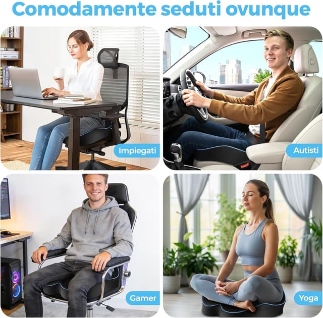 Detalle 2 de POOTACK Cuscino per sedia da ufficio in memory foam con rivestimento traspirante