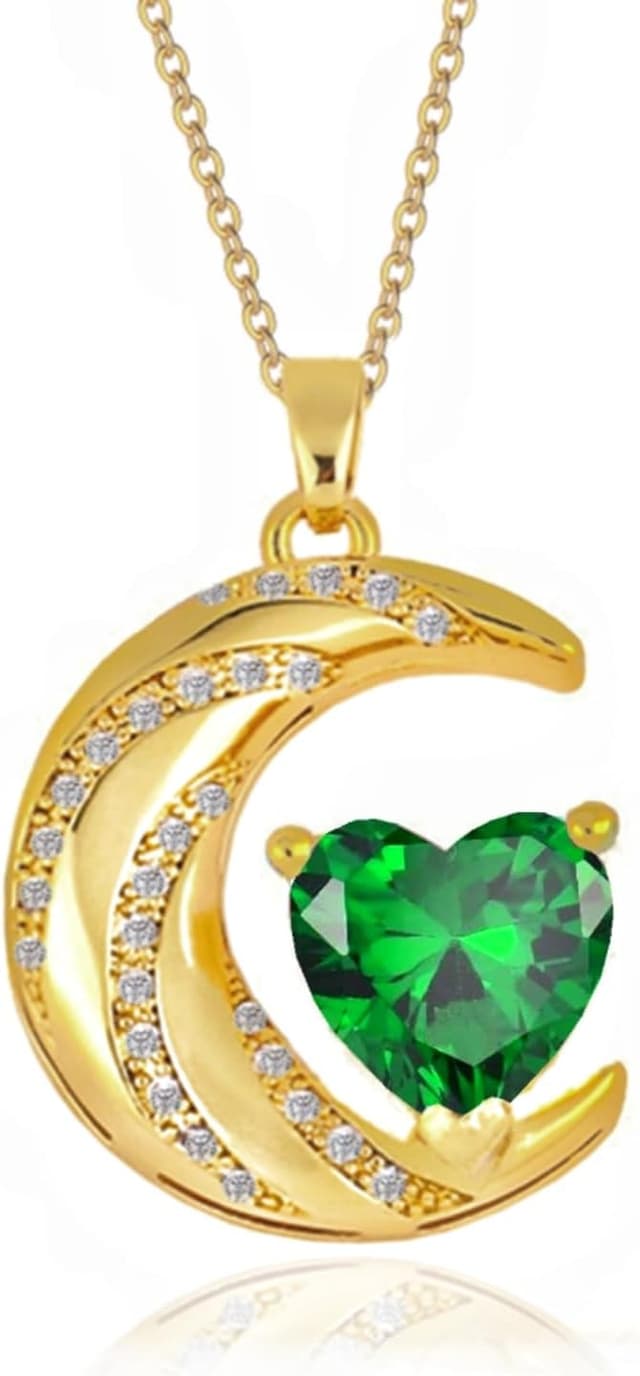 Imagen de YONVUN Crystal Zircon Moon Heart Pendant 22mm en OfertitasTOP