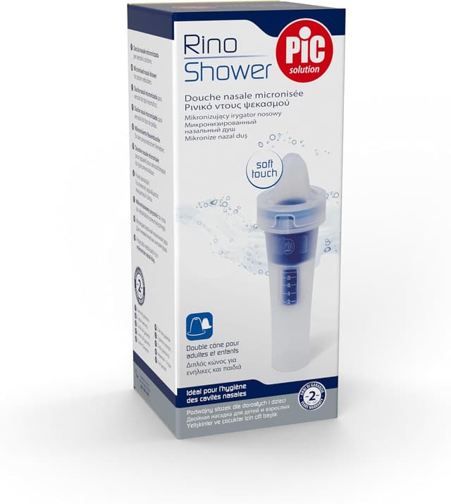 Detalle de Pic Solution Rino Shower per aerosol nasale micronizzato, doccia nasale con 2 conetti