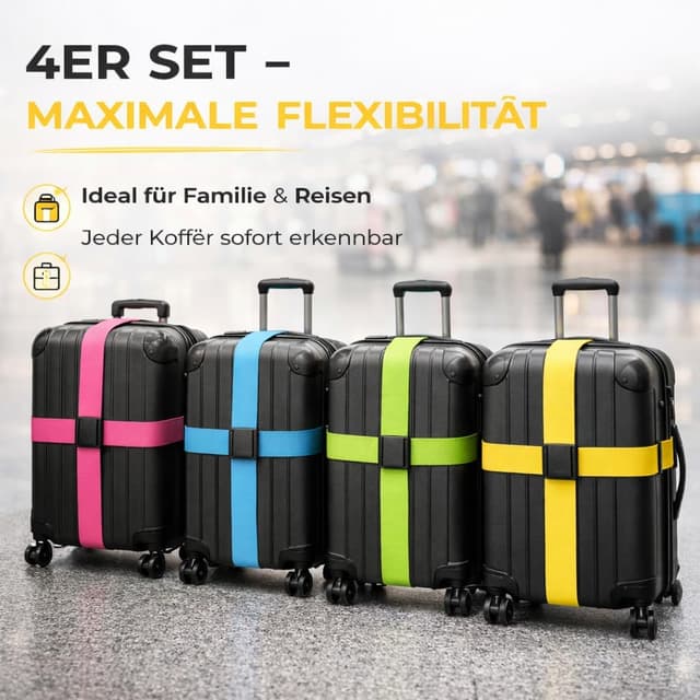 Detalle de Kofferband Set 4 Stück Koffergurt