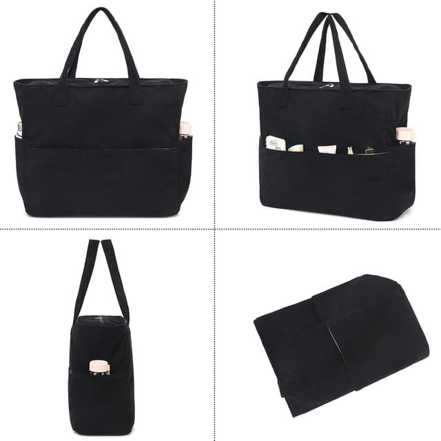 Detalle de LEDAOU große Strandtasche mit Reißverschluss, wasserdichtes Nassfach & 45 l – Shopper/Umhängetasche für Pool, Fitness und Reise