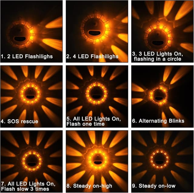 Detalle de USB-C Rechargeable LED Road Flares Emergency Lights with Magnetic Base (3-Pack) — USB C Rechargeable Road Flares Kit