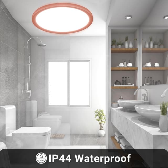 Detalle de LQWELL® Ultradünne LED-Deckenleuchte (IP44) 18 W, 6.500 K, 1,6 cm Bauhöhe – für Bad, Balkon & Küche