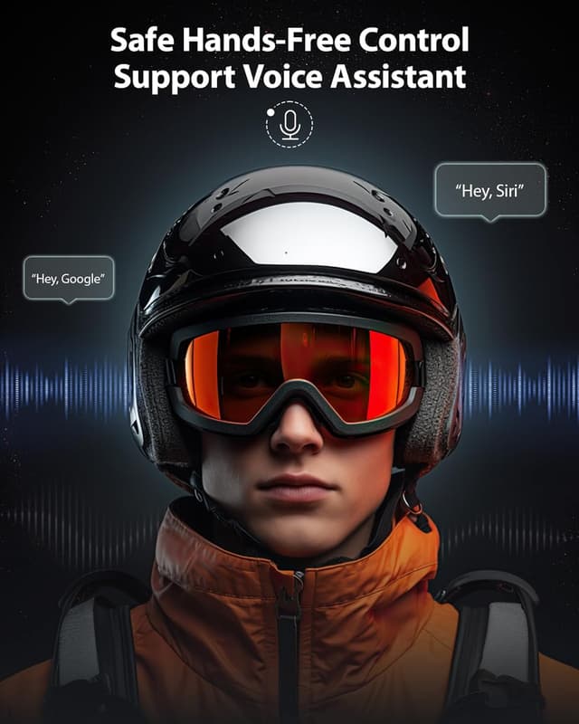 Detalle de Doohoeek Wireless Ski Helmet Headphones with Slim Bluetooth 5.3, Built-in Mic & IPX5 (with charging case)