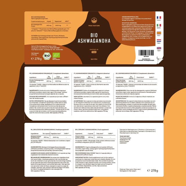 Thumbnail 5 de TRUE NATURE Bio Ashwagandha 360 Kapseln 2600 mg
