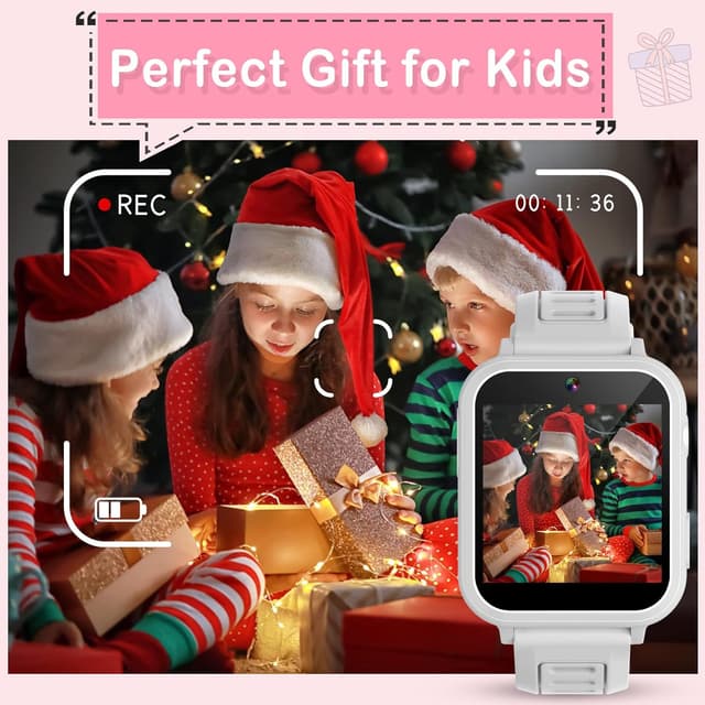 Thumbnail 6 de Phyulls Kids Smart Watch Gift for Girls (Age 4–12) with HD Touch Screen, Camera, 39 Games & Pedometer