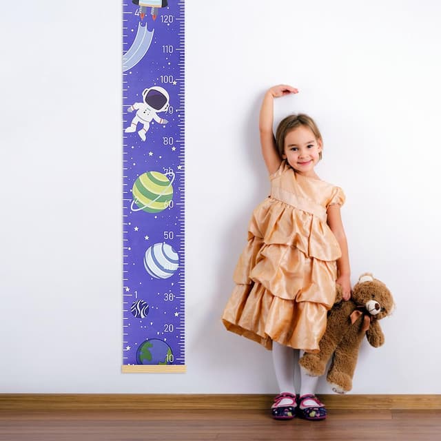 Detalle de Aolso Kinder-Messlatte Astronaut: Größenmesser & Baby-Wachstumstabelle zum Aufhängen