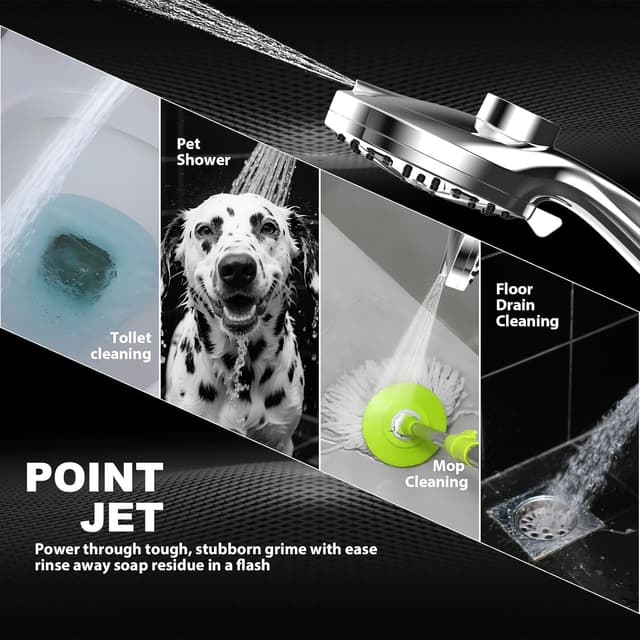 Detalle de Magnetic Dual Rain Shower Heads Combo with Handheld High-Pressure Spray, Adjustable Rain Angle, Magnetic Dock