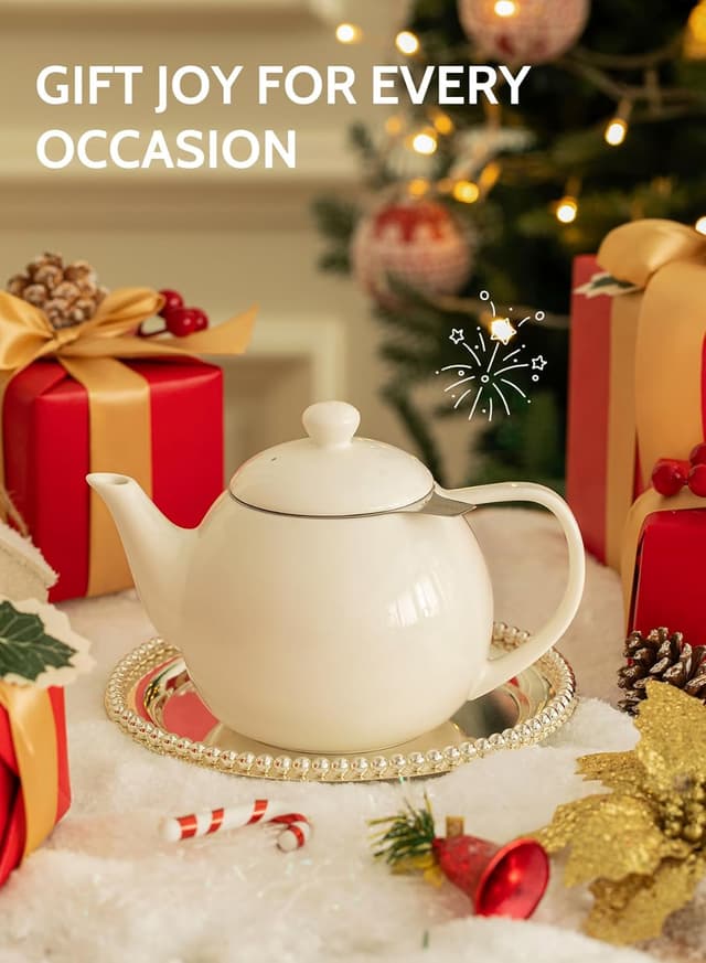 Thumbnail 6 de Sweese Teapots for Tea (27 oz) Porcelain Teapot with Removable Stainless Steel Infuser, White