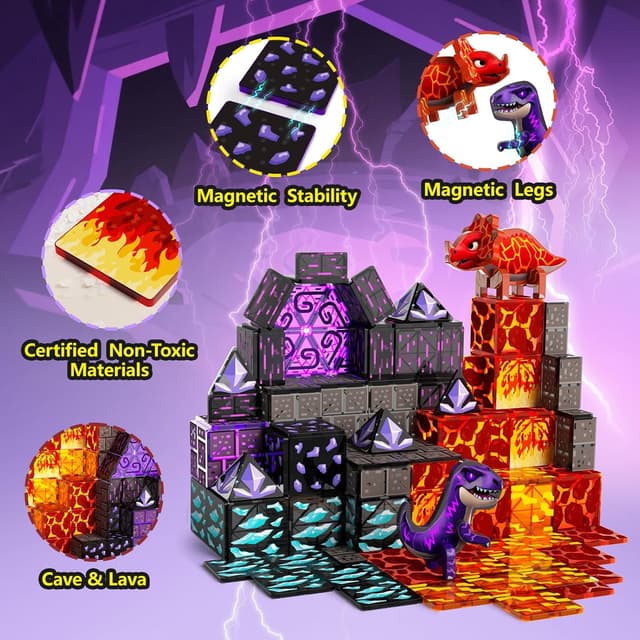 Thumbnail 5 de GobiDex Lava Cave Magnetic Tiles 3+ 🧩