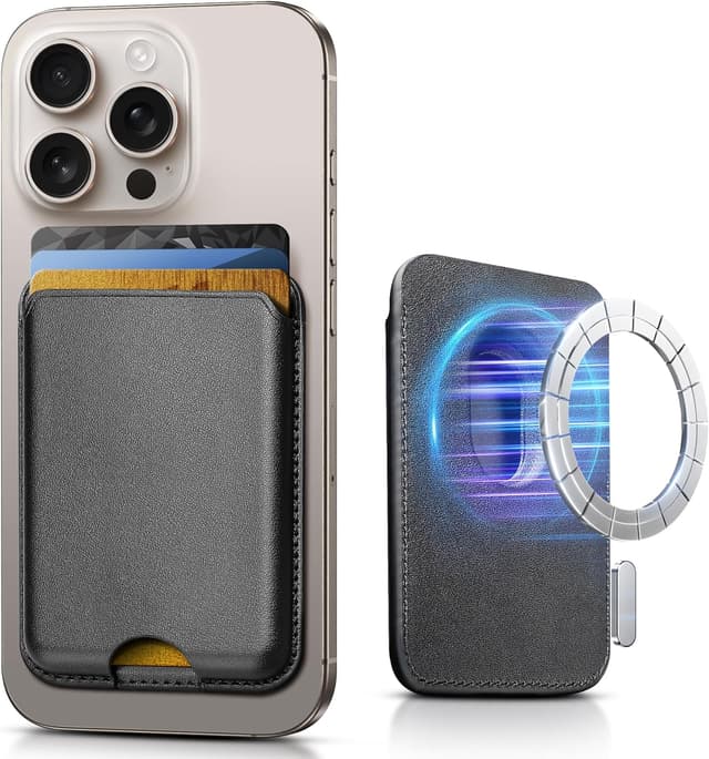 Detalle de SOUNDBYTE Stronger Magnetic Wallet for iPhone 17/16/15/14/13/12 & MagSafe Cases (Holds 3 Cards) — Black