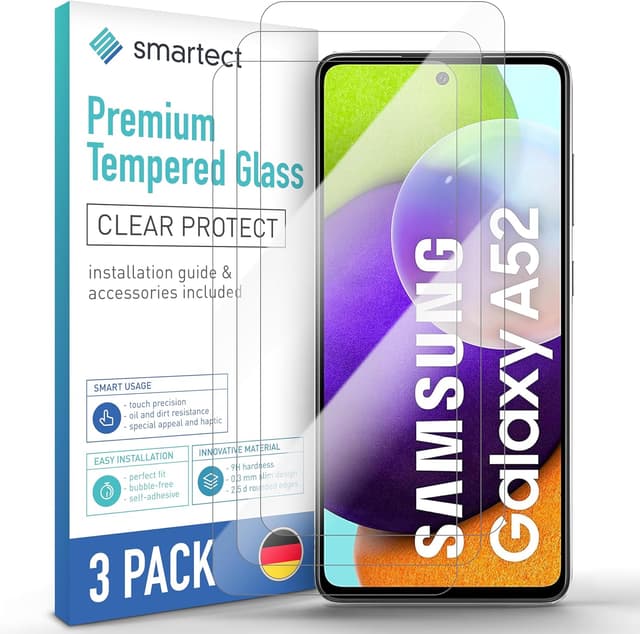 Detalle de smartect Verre Trempé 3 pièces (Clear) pour Samsung Galaxy A52 4G / A52 5G / A52s 5G – protection écran 9H