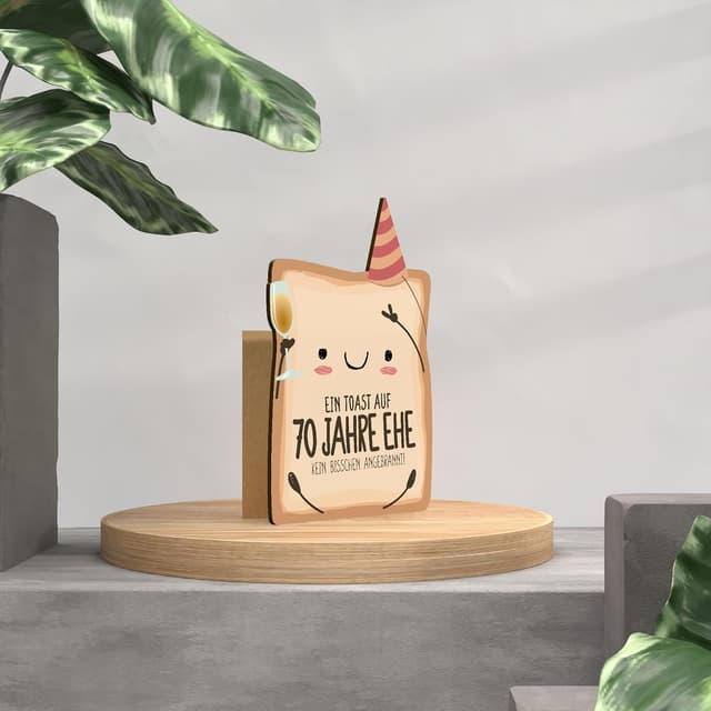 Thumbnail 1 de Gnadenhochzeit Toast Holzkarte 70 Jahre