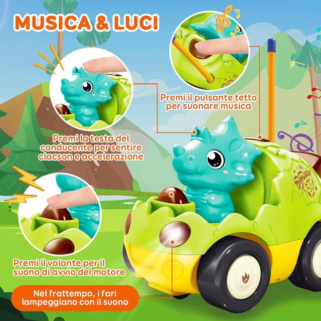 Detalle de Pup Go Macchina Dino RC cartoon per bambini 18 mesi+ con musica e luci, 2 bambole intercambiabili