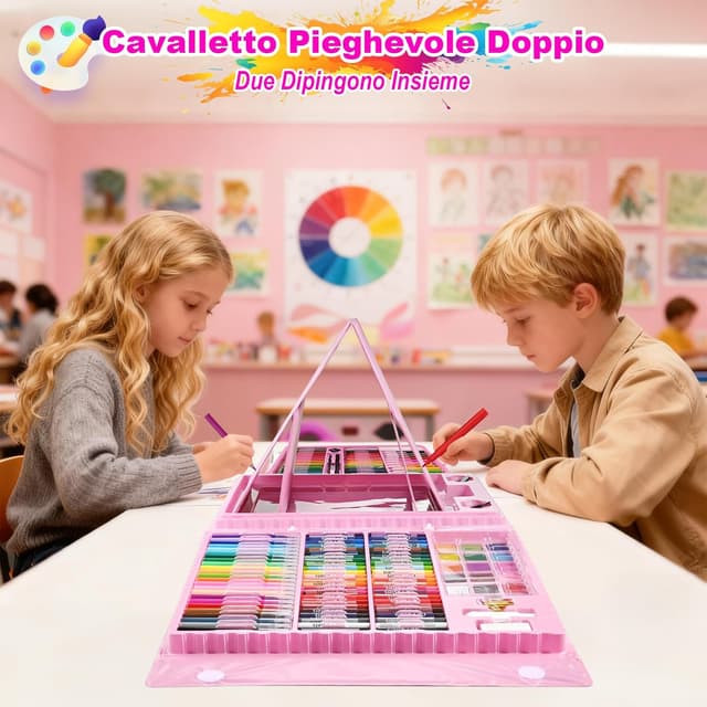 Thumbnail 5 de GOLDGE 230 pezzi valigetta colori per bambini con tavolo da disegno, kit creativo per 4-12 anni (unicorn)