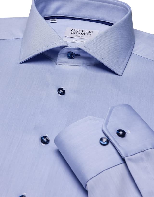 Detalle de Vincenzo Boretti Chemise slim-fit à taille cintrée en sergé, infroissable