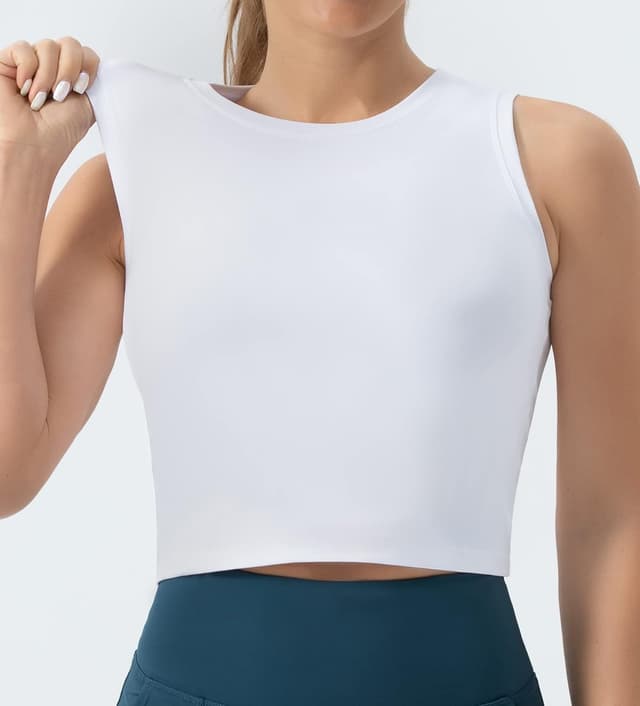 Detalle 2 de THE GYM PEOPLE Haut court d’entraînement sans manches femme (sans rembourrage) pour yoga et course à pied