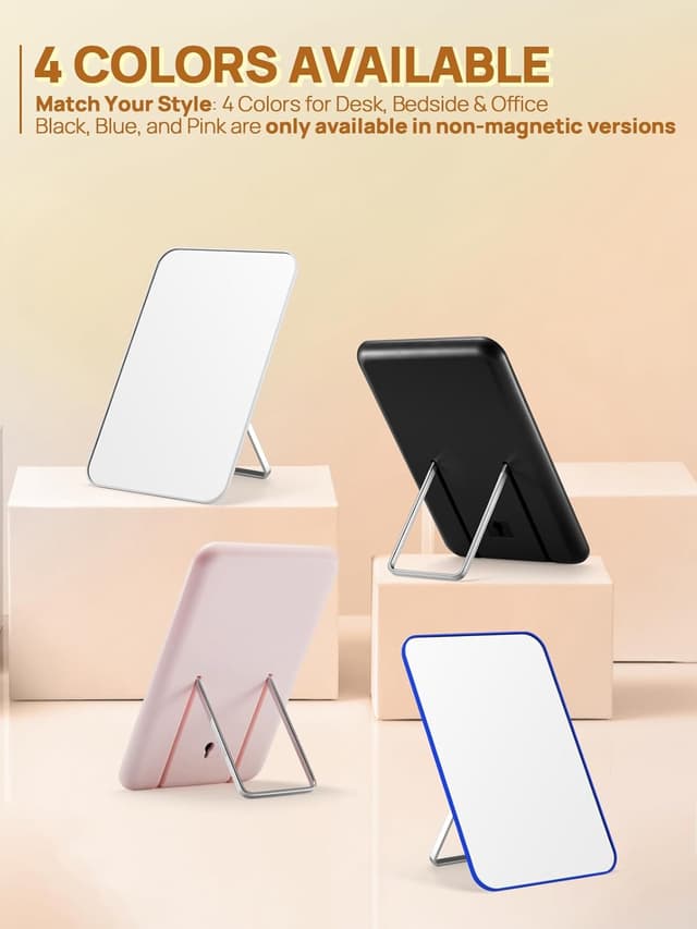 Thumbnail 6 de OMIRO Desk Makeup Mirror (8 x 5 inches) with Foldable Stand, Hanging Hole, Portable Table Mirror in White