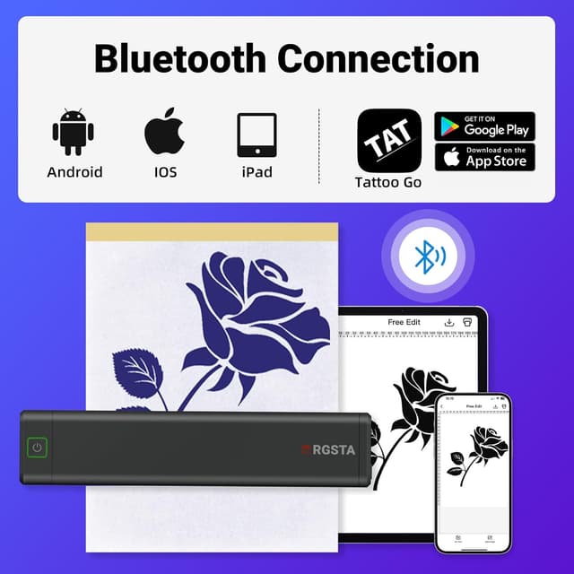 Detalle 2 de ORGSTA S008 Impresora de Tatuajes Térmica Bluetooth