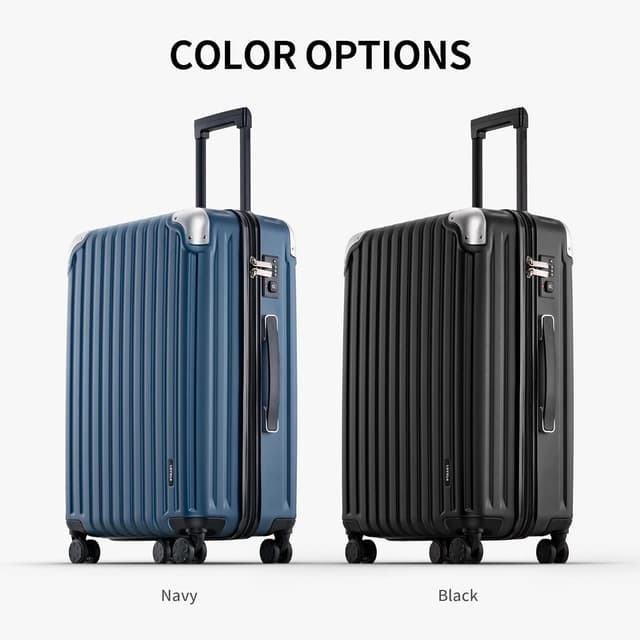 Detalle de LEVEL8 Large Suitcase 28 Inch 4-Wheel Spinner Trolley with TSA (104L) – Hand Luggage Travel Case, Black