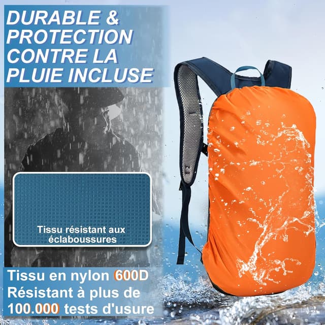 Detalle 2 de LOCAL LION Sac à Dos Vélo 6L : petit sac de randonnée, VTT et moto, avec housse de pluie