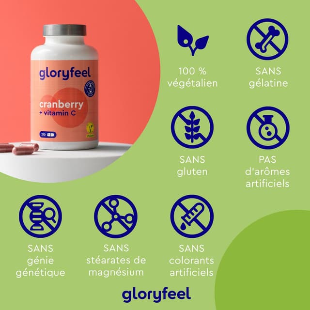 Detalle de Extrait de Cranberry hautement dosé 25:1 avec vitamine C — 210 capsules