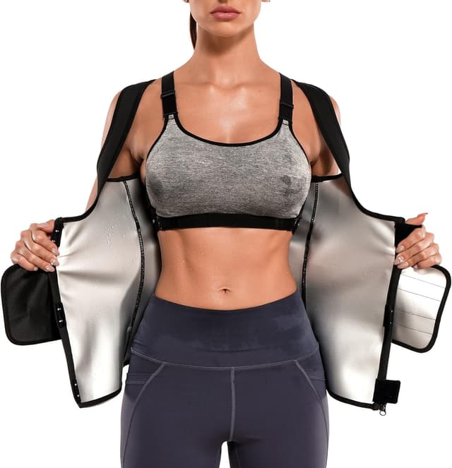 Detalle de Junlan cintura per sudorazione dimagrante sauna fitness da donna, body shaper 2 in 1