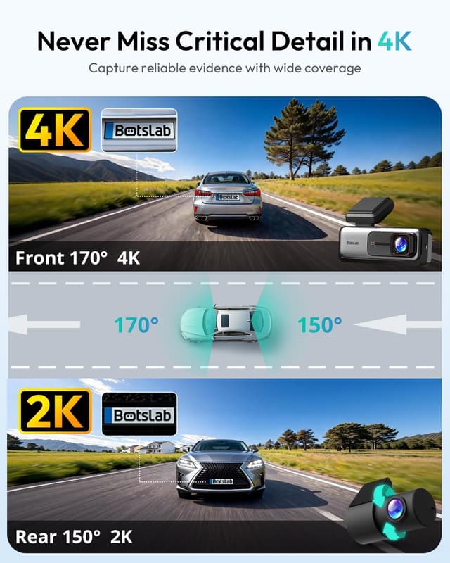 Detalle 2 de BOTSLAB G980H 4K Dash Cam Front and Rear