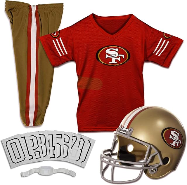 Detalle de Franklin Sports NFL Kids Football Uniform Set for San Francisco 49ers (Youth Small, Ages 4–6)