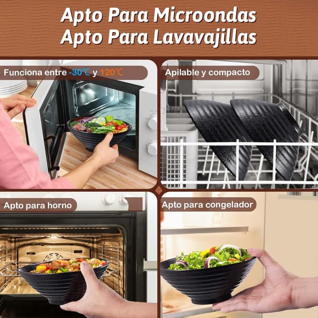 Thumbnail 5 de YTLEMON Juego de Cuencos de Cerámica Ramen 1000ml 🍜