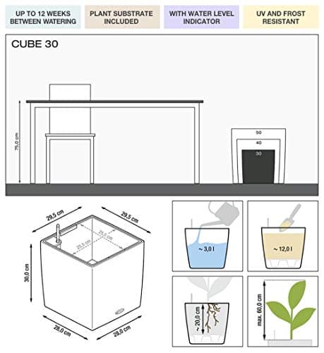 Thumbnail 1 de LECHUZA Cube Premium 30 - Maceta Negra Brillante