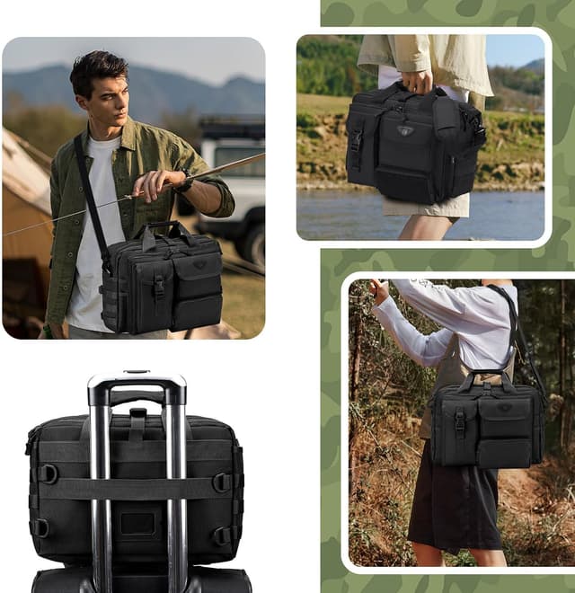 Detalle de BAGZY Sac bandoulière tactique et militaire 600D Oxford pour ordinateur 14 pouces (molle, survie & randonnée)
