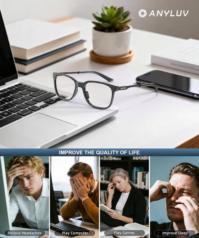 Detalle de ANYLUV Blue Light Glasses for Men (Lightweight Computer Gaming Glasses)