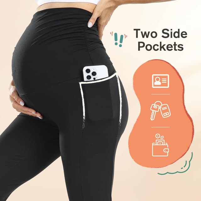 Detalle 2 de Farrobor Leggings premaman da donna con tasche e vita alta