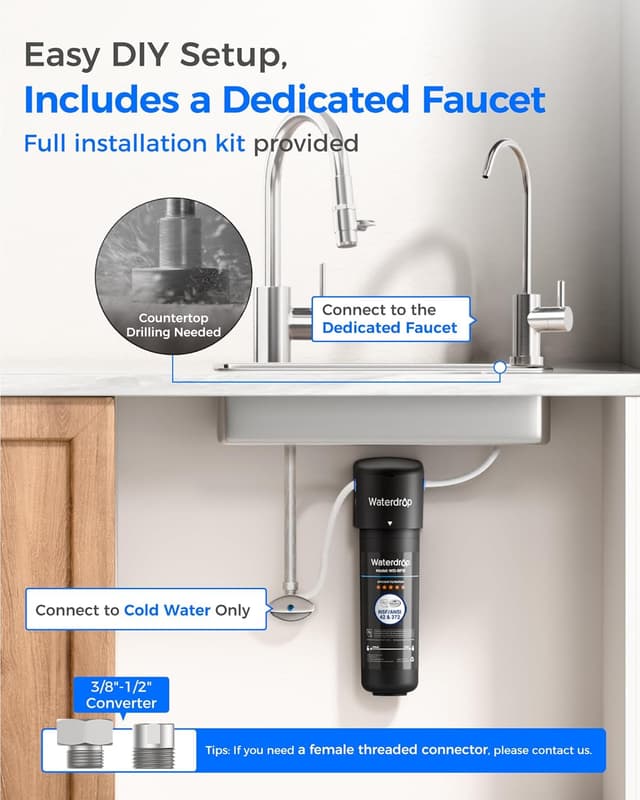 Thumbnail 5 de Waterdrop 10UB filtro bajo fregadero 30.000 litros