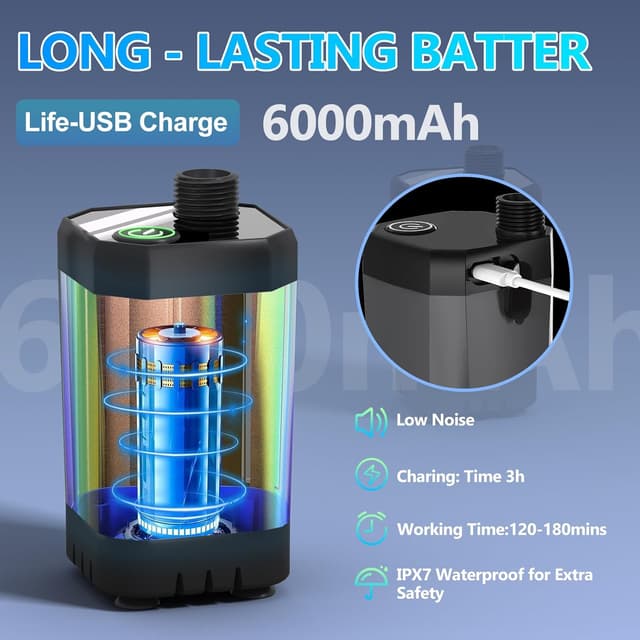 Detalle 2 de BSEED Portable Shower for Camping with Immersion Water Heater (6000mAh Rechargeable)