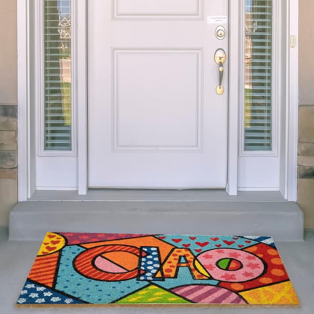 Detalle 2 de Baroni Home Zerbino da Esterno in Cocco con Base in PVC dipinto a mano stile siciliano 70x40 cm