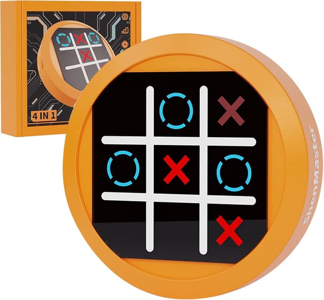Detalle de Elektronisches Tic Tac Toe Spiel 4-in-1 Handheld‑Konsole – Reise‑Puzzlespiel mit Memory Flash & Maulwurf-Schlag