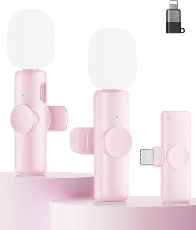 Detalle de Micro-cravate sans fil CZOCPOS (lot de 2) rose : son plus clair pour téléphone, Pad et Android