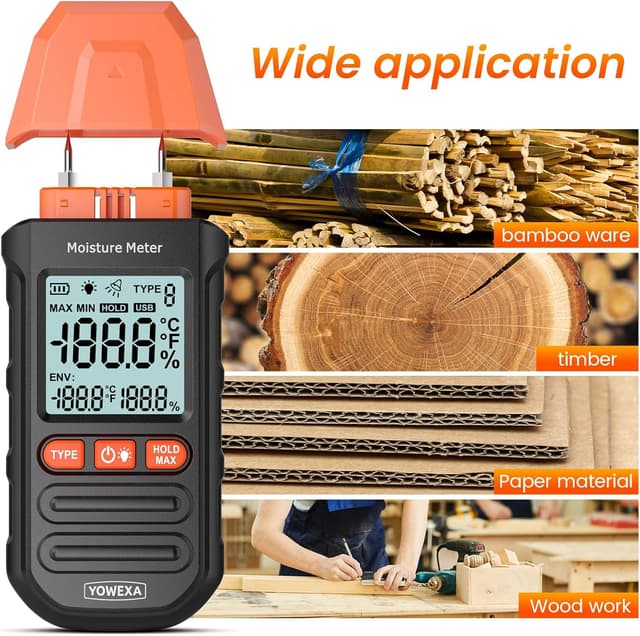Detalle de Yowexa Moisture Meter 4 ranges wood moisture